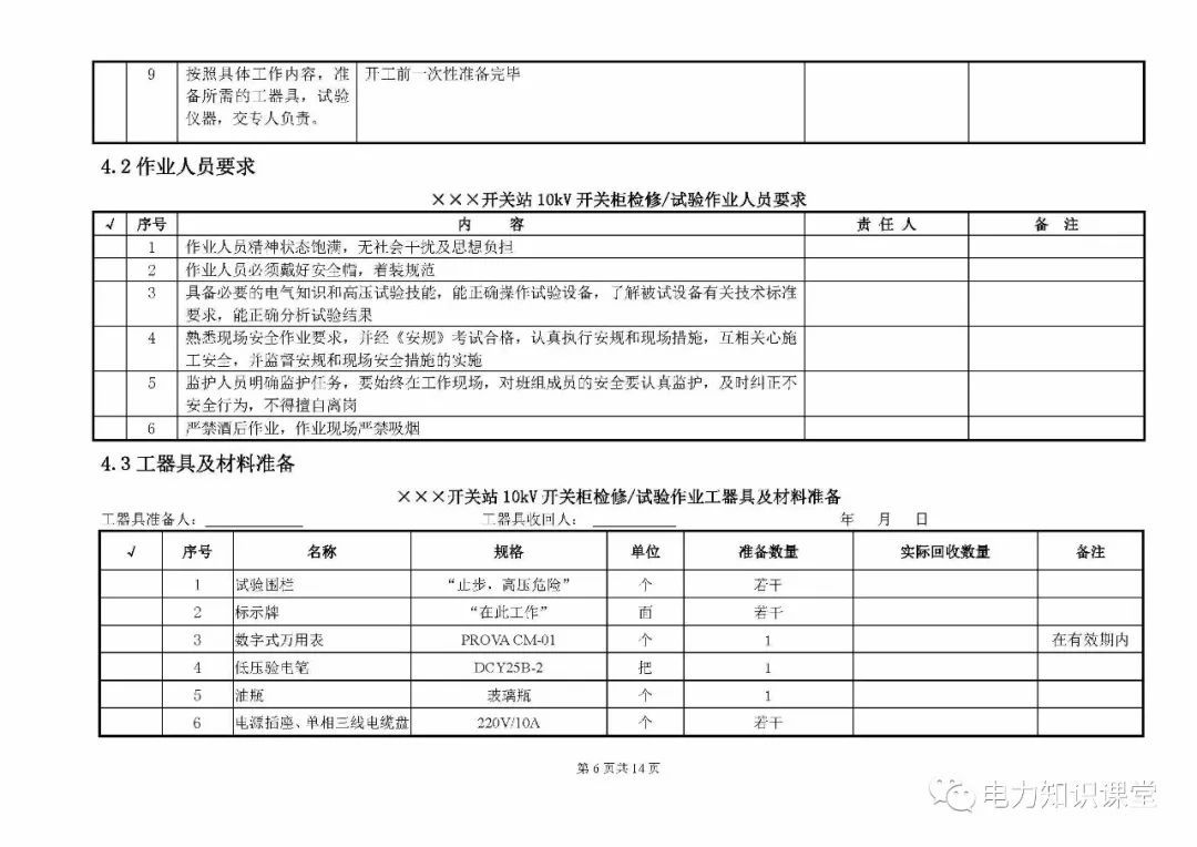 10kV開關(guān)柜維護和測試標(biāo)準(zhǔn)化操作說明