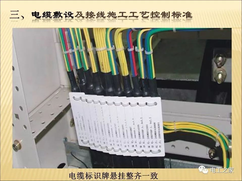 一條完成開關柜安裝，電纜橋架施工，電纜敷設及布線施工，照明配電箱施工